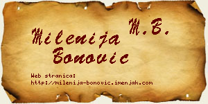 Milenija Bonović vizit kartica